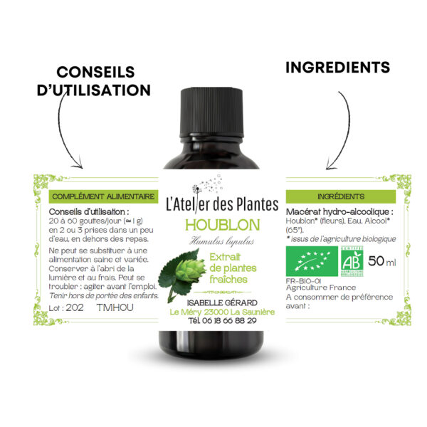 Complément alimentaire Houblon - Extrait de plantes fraîches